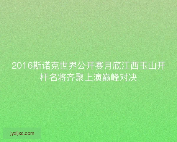 2016斯诺克世界公开赛月底江西玉山开杆名将齐聚上演巅峰对决
